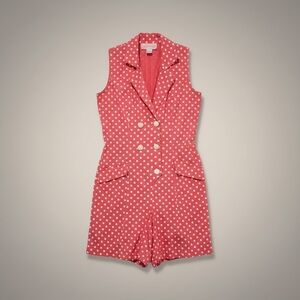 Vintage Notorious Pink Polka Dot Sleeveless Blazer Romper Women’s S (Tag 9)